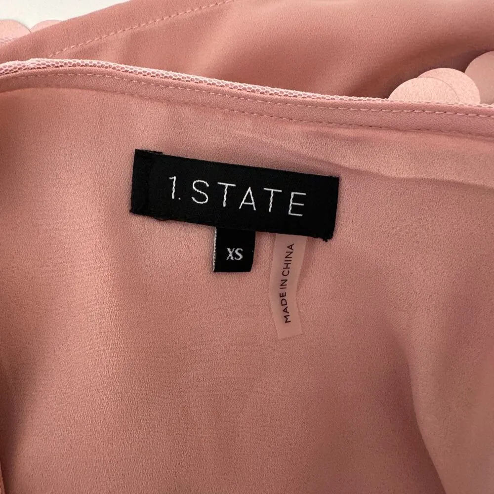 1.STATE Sequin Pailette A Line Mini Skirt Pink Party Glam High Waist XS NWT - Image 5