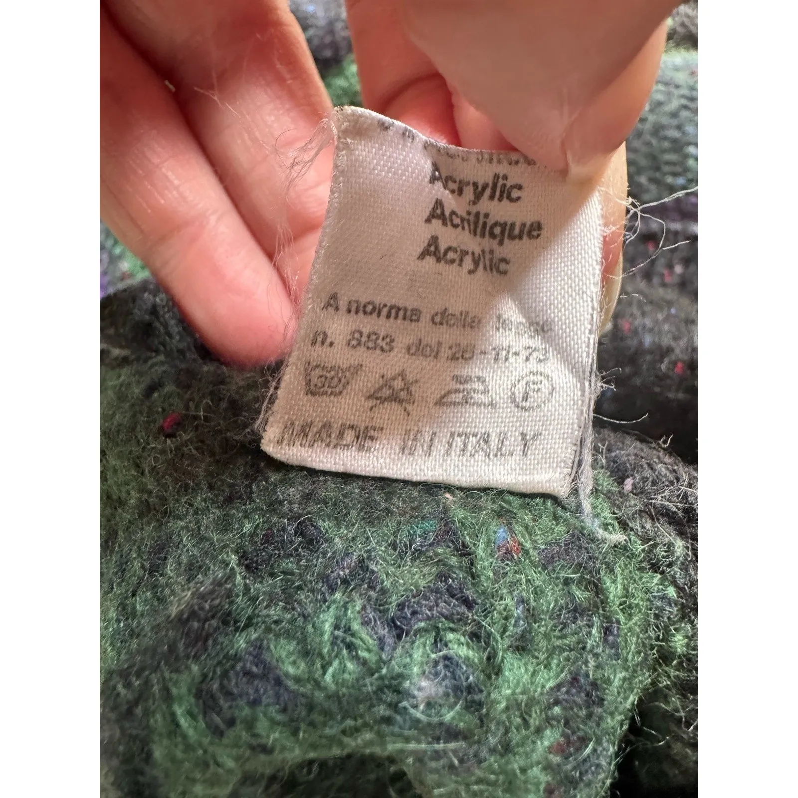 UB Umberto Bilancioni Abstract Wool Chunky V Neck Grandpa Sweater VTG US 14 / 40 Black Size XL - Image 8