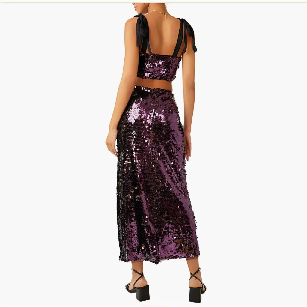 NWT Star Bright Sequin Two-Piece Crop Top & Midi Skirt 2Pcs Set - Image 6
