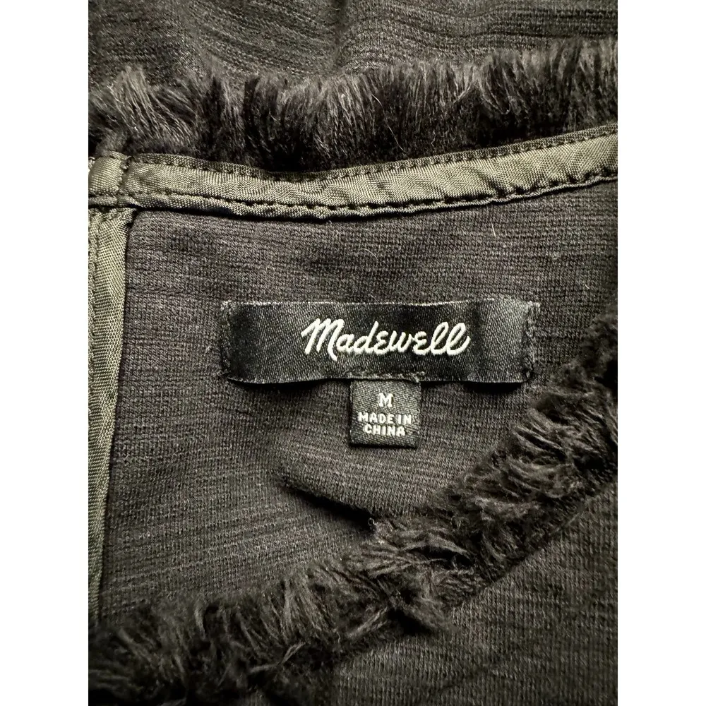 Madewell little black dress ruffle detail with pockets women's medium - Image 3