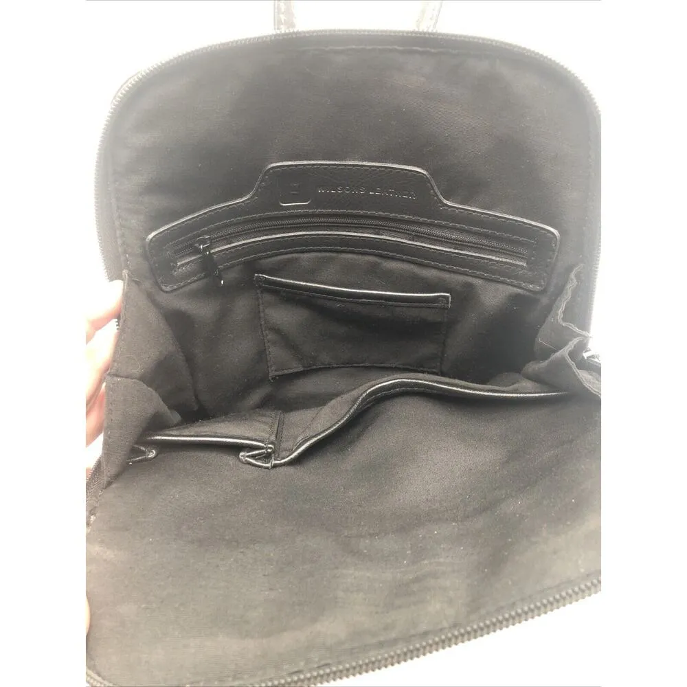 VTG Wilson Black Leather Backpack Purse - Image 11