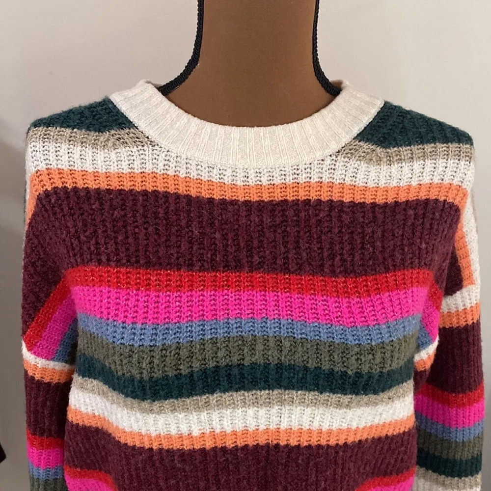 American Eagle plush knit ribbed striped cropped sweater size XS - Image 58