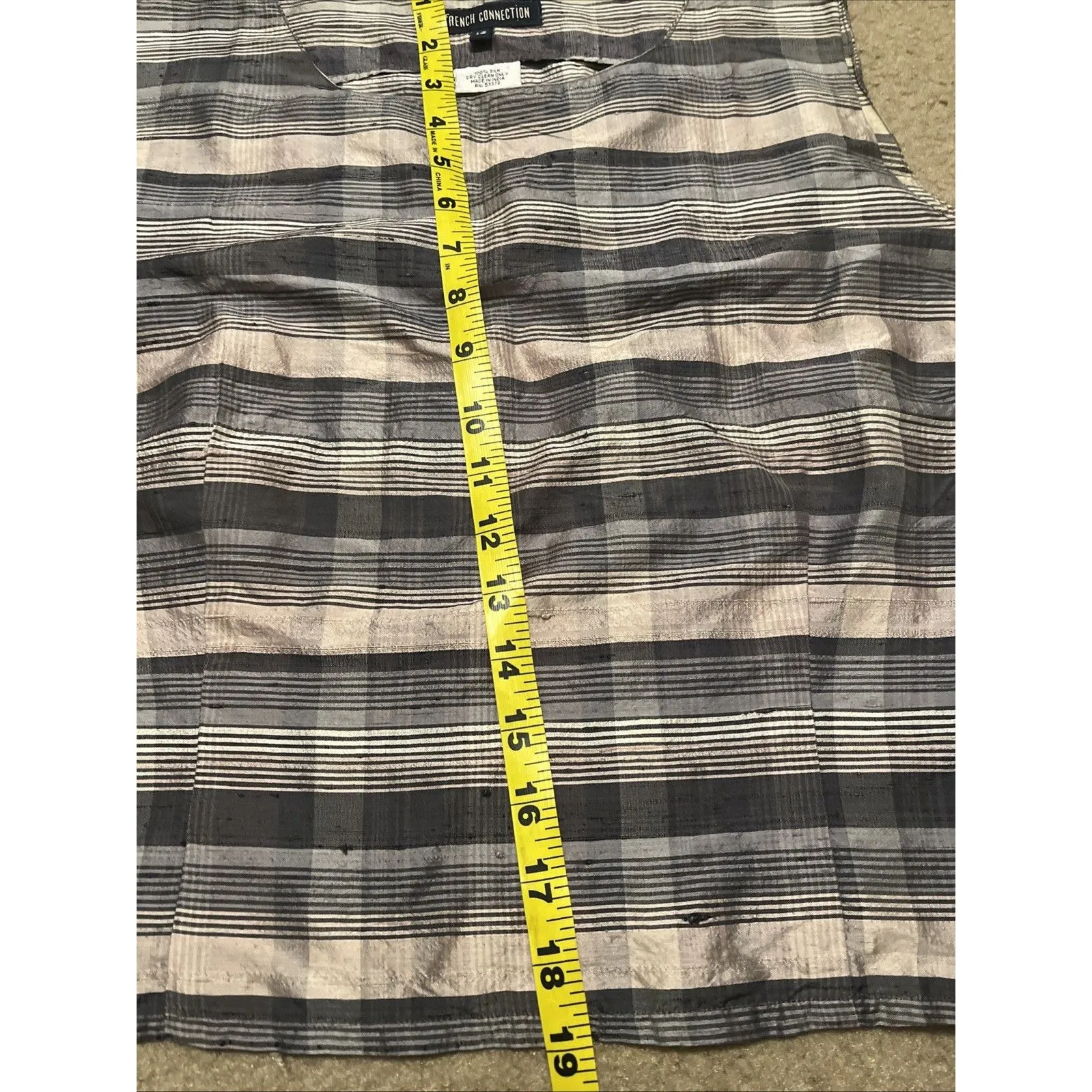 Vtg French Connection Top 12 Silk Striped Earthy Sleeveless Boho Celestial Earth - Image 7