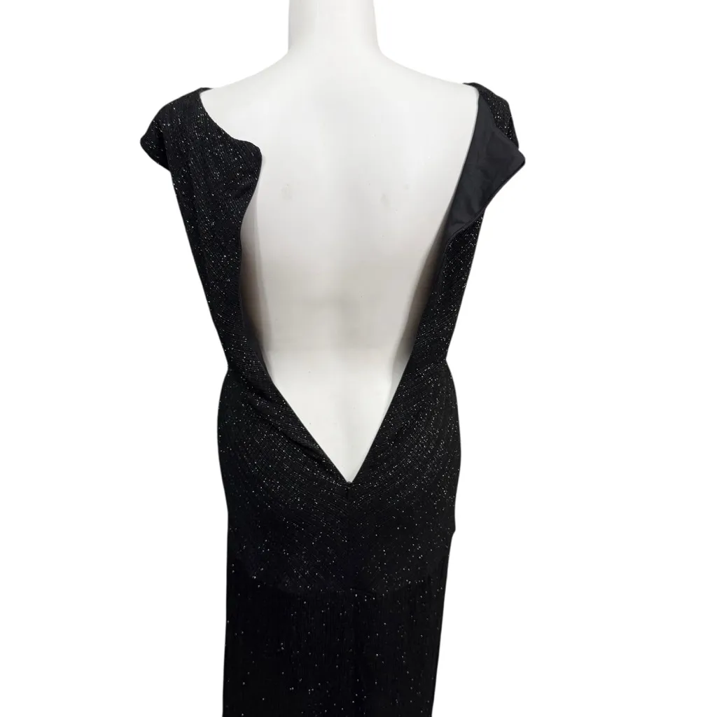 Vintage Alex Evenings Black Shimmer Sleeveless Evening Gown Back Zip Size 14 Y2K - Image 7