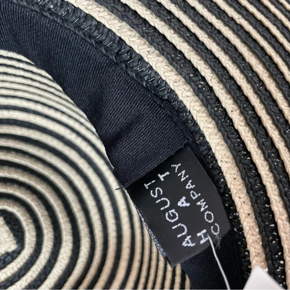 August Hat Company Hat Rosé All Day Straw Sun Beach Travel Neutral Black Pink - Image 8