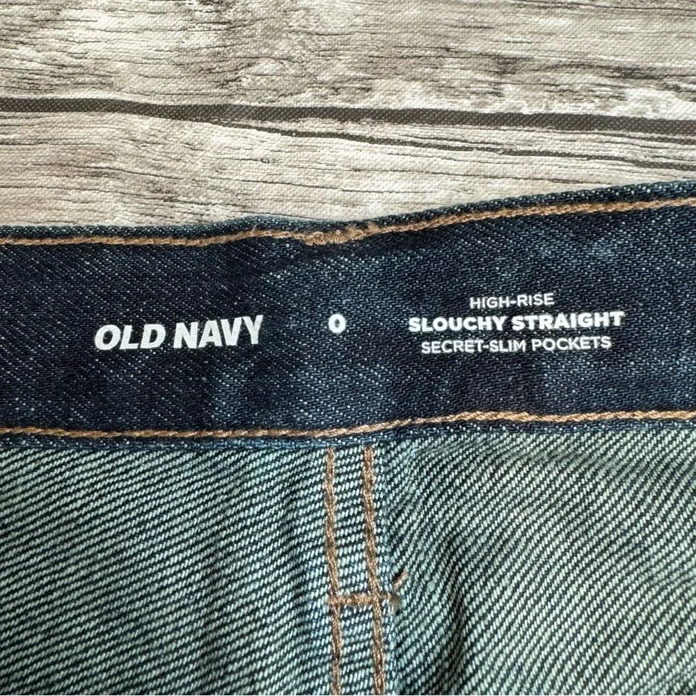 Old Navy Women's High-Rise Slouchy Straight Crop Button Fly Jeans 0 Blue Denim - Image 8