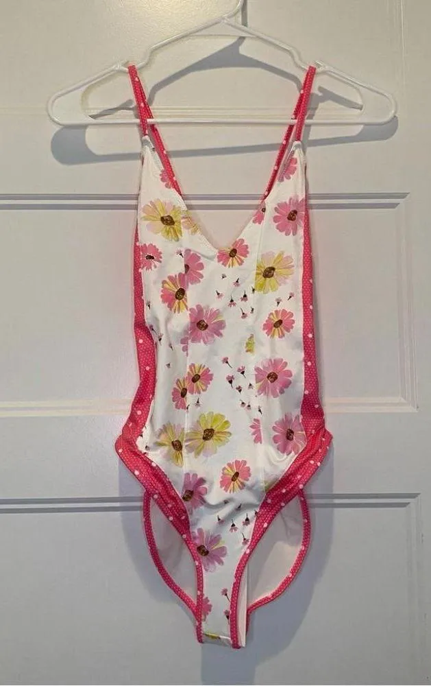 Loveshackfancy Bright Peony Pink Multi Mix Print Shailee One Piece Swimsuit XS - Image 6