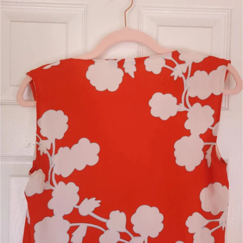 DIANE VON FURSTENBERG Naira Short Dress Halo Buds Red Floral Silk Size 6 - Image 9