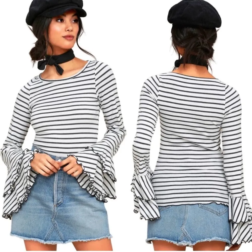 Free People Gray and Black Bell sleeves Top - Image 8