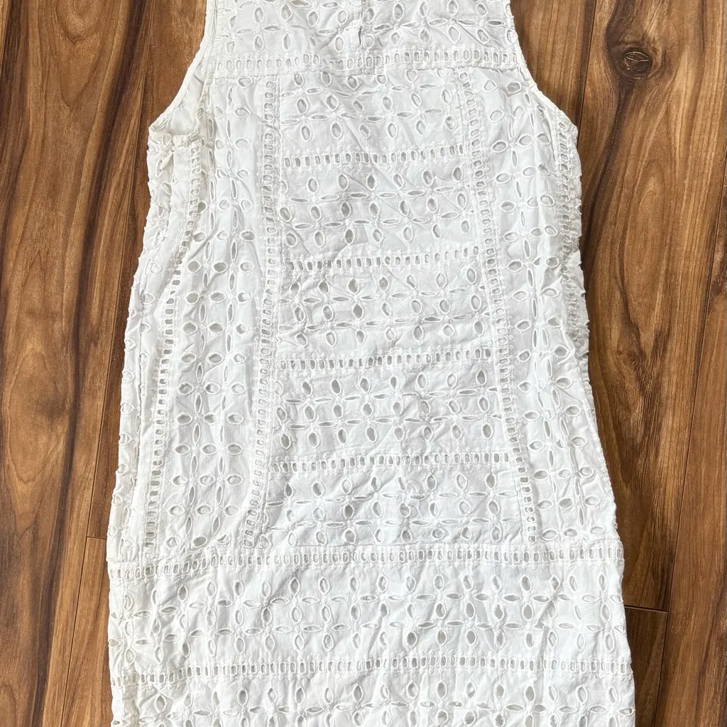 Ann Taylor LOFT White Eyelet Sleeveless Dress Summer‎ Casual Cute - Image 4