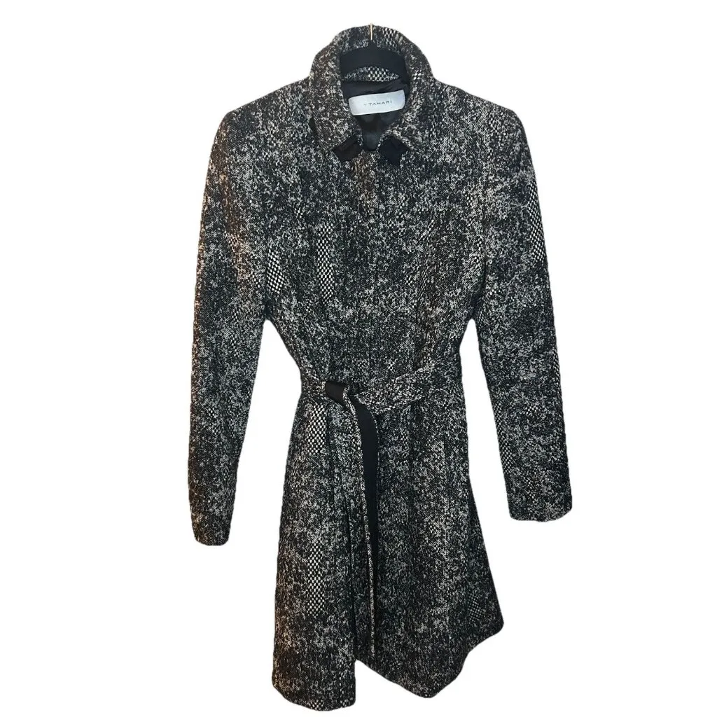 Women’s Tahari Vintage Peacoat Black And White Polyester /wool Size XS 90s Y2K - Image 2