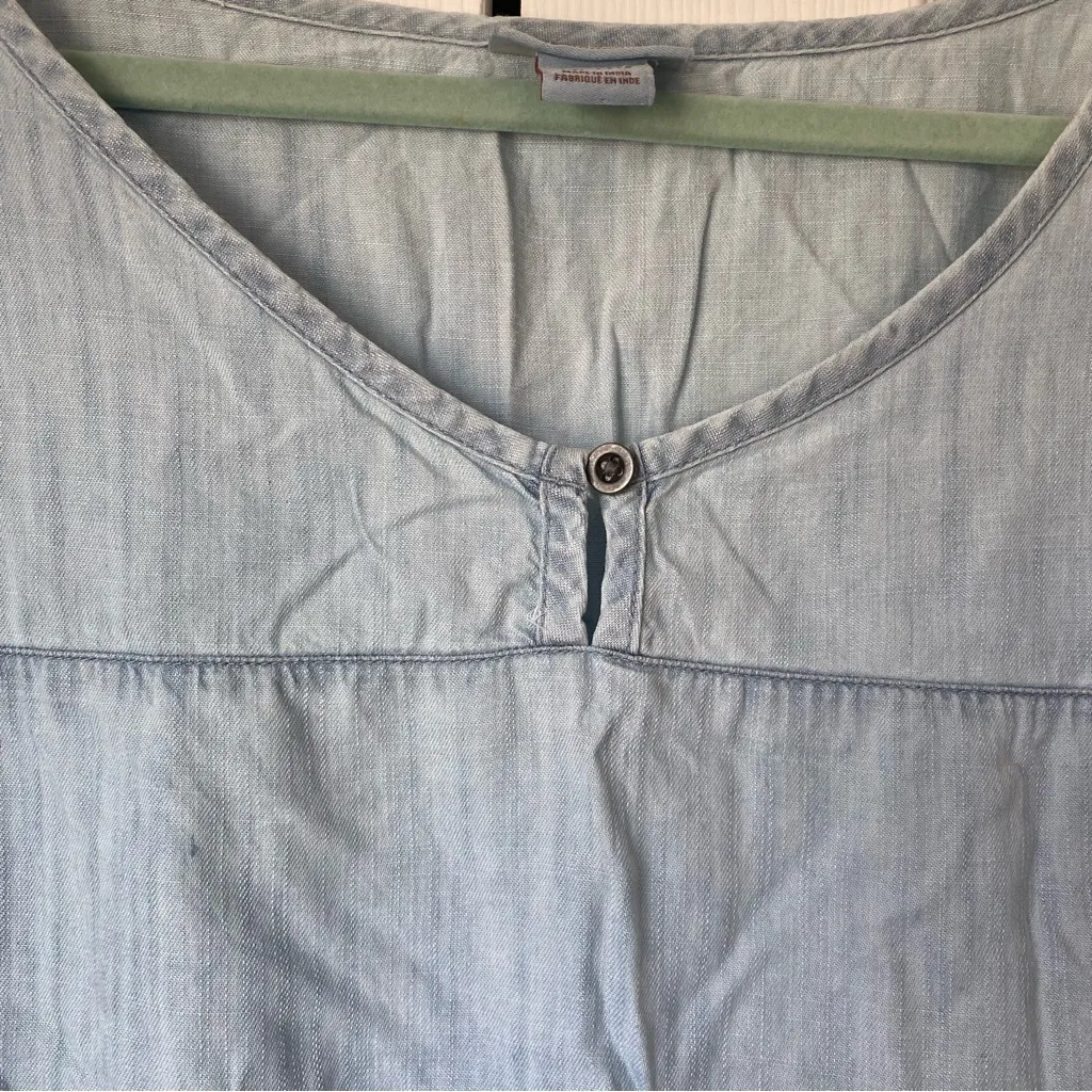 Ariat Women XXL Eden Poncho Blouse 100% Tencel Light Blue Ruffle Western - Image 3