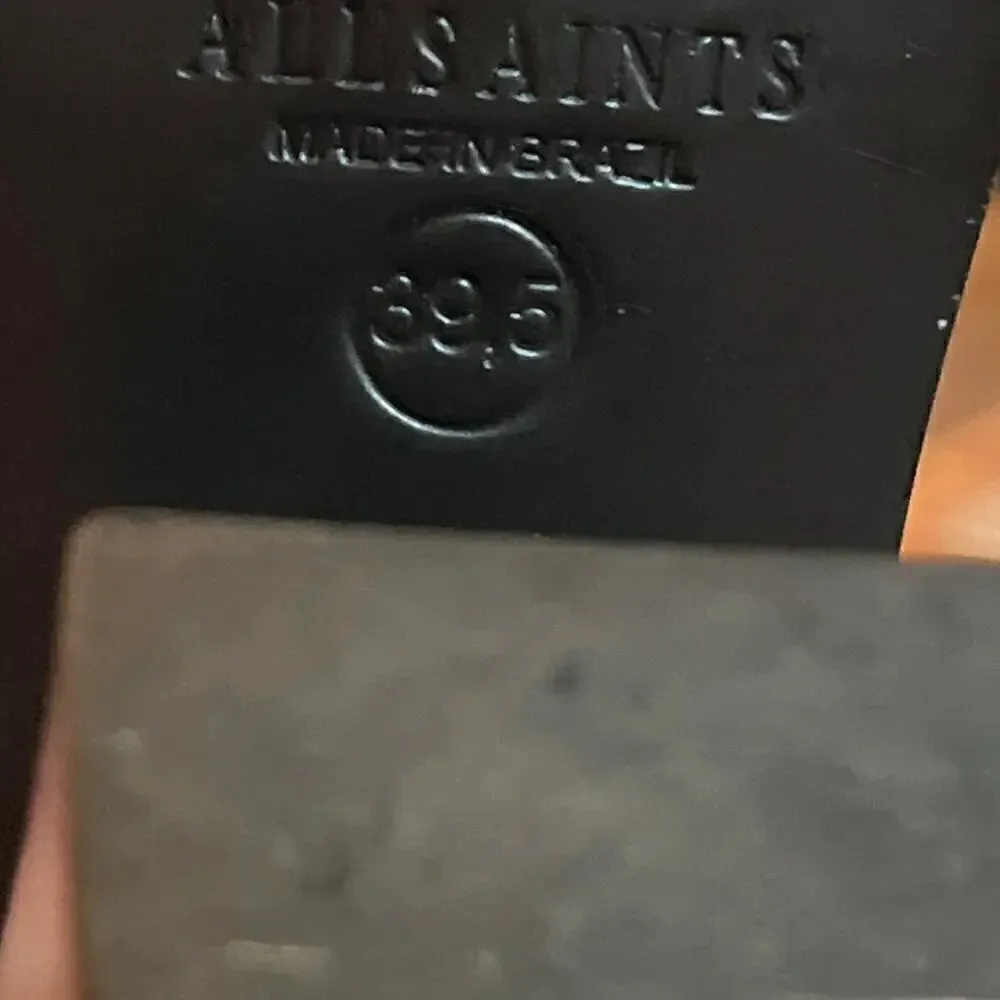 All Saints Cuban heel ankle boot, woven effect leather with back strap. 39.5 Black Size 9 - Image 7