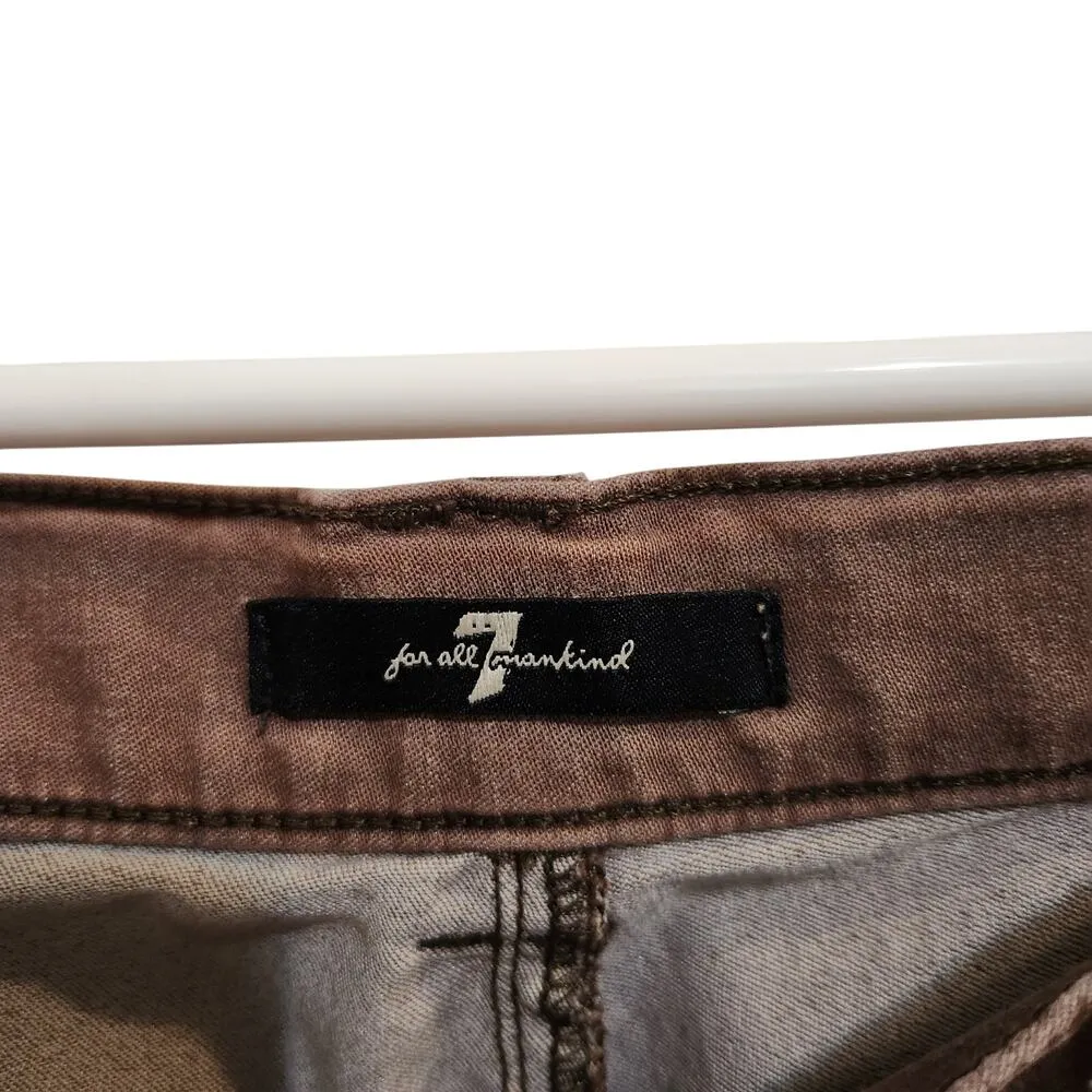 Y2K 7 For All Mankind Slim Fit Pants Ankle Zip Retro Skinny Leg Brown Size 29 - Image 6