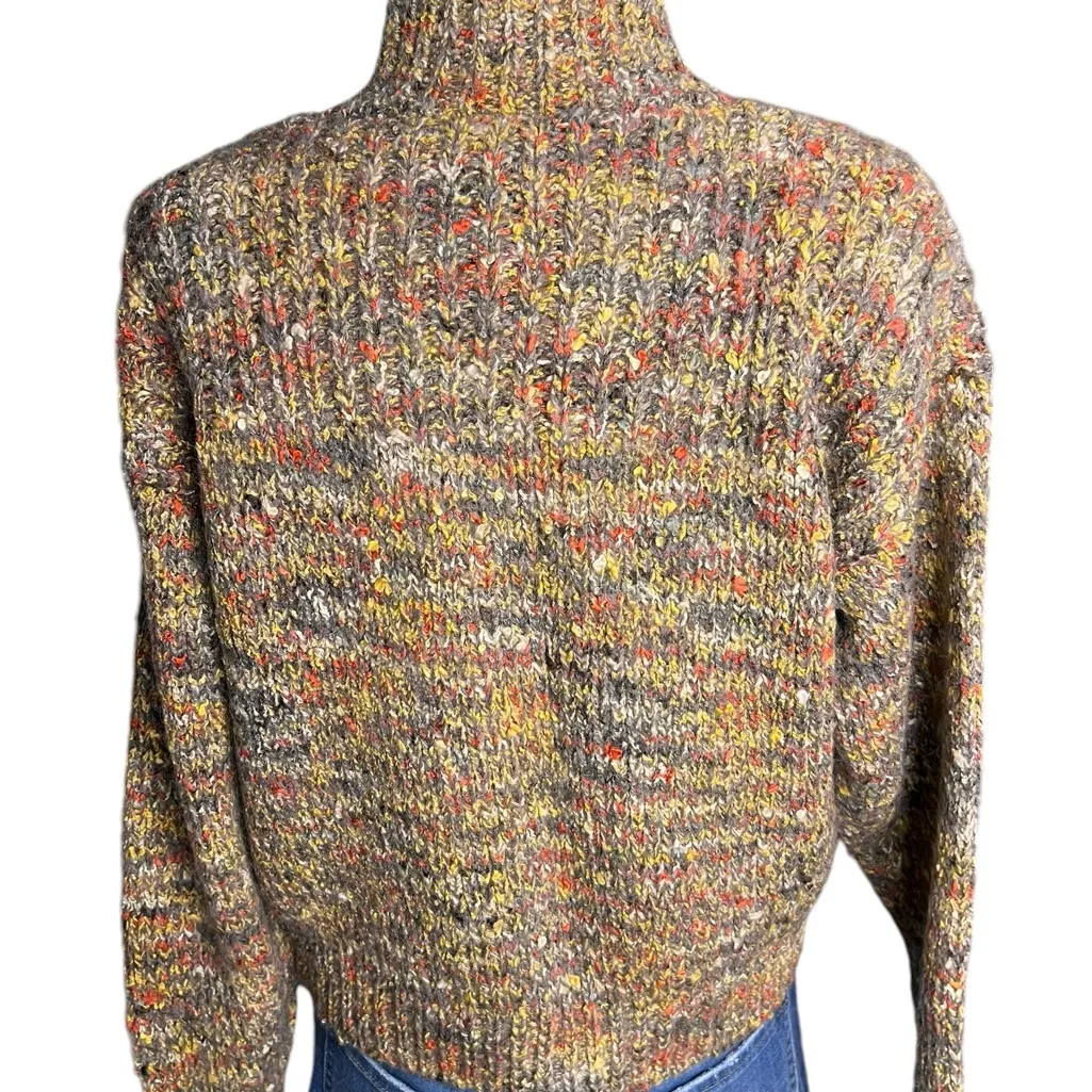 Vtg Greg Adams Poly Rayon Wool Blend Sweater Medium Metallic Thread Cropped Orange - Image 5