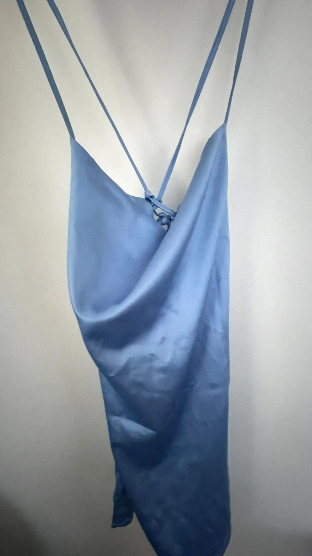 - baby blue satin strappy mini dress - Image 3
