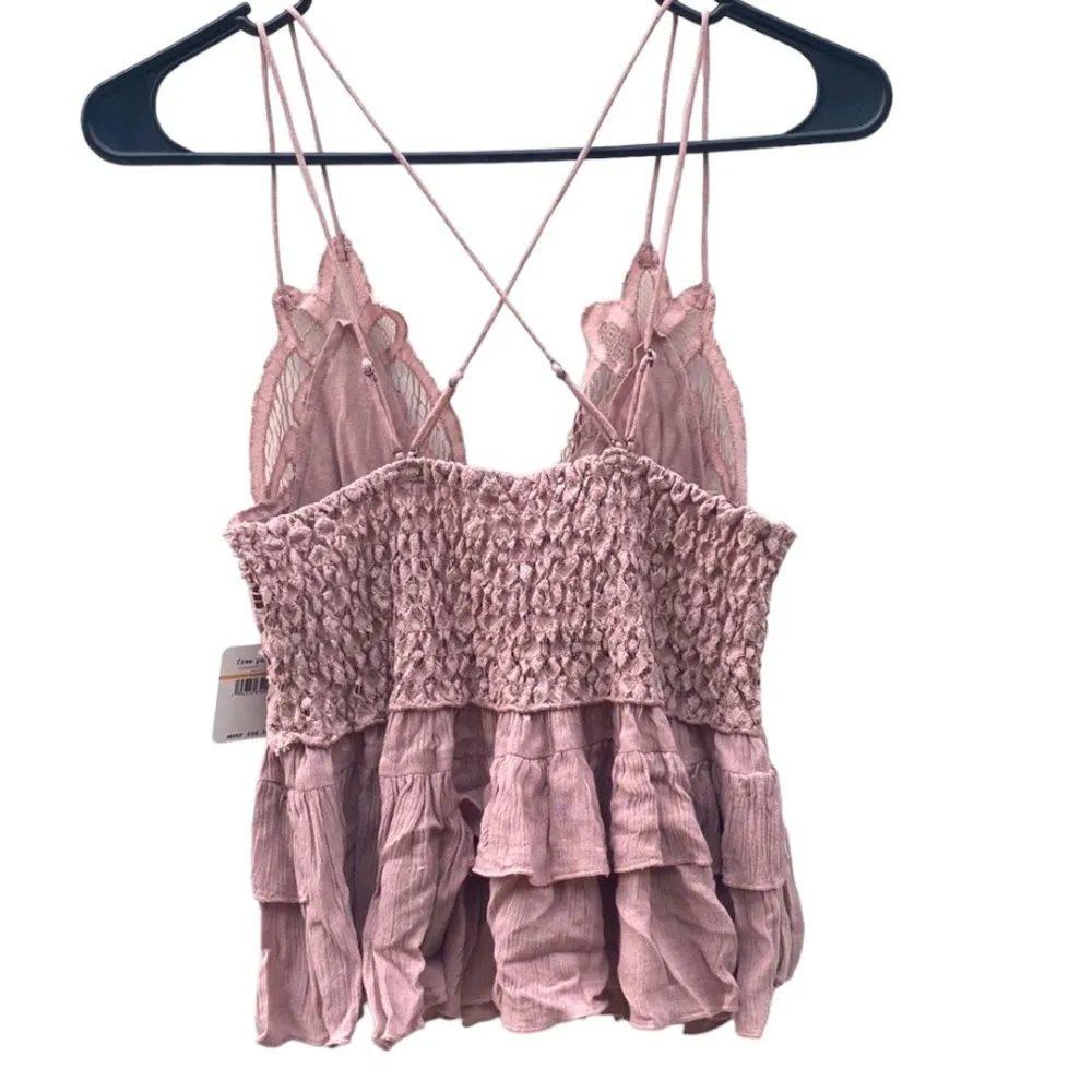 NWT Free People Womens small mauve pink Adella lace cross strap cami tank top - Image 4