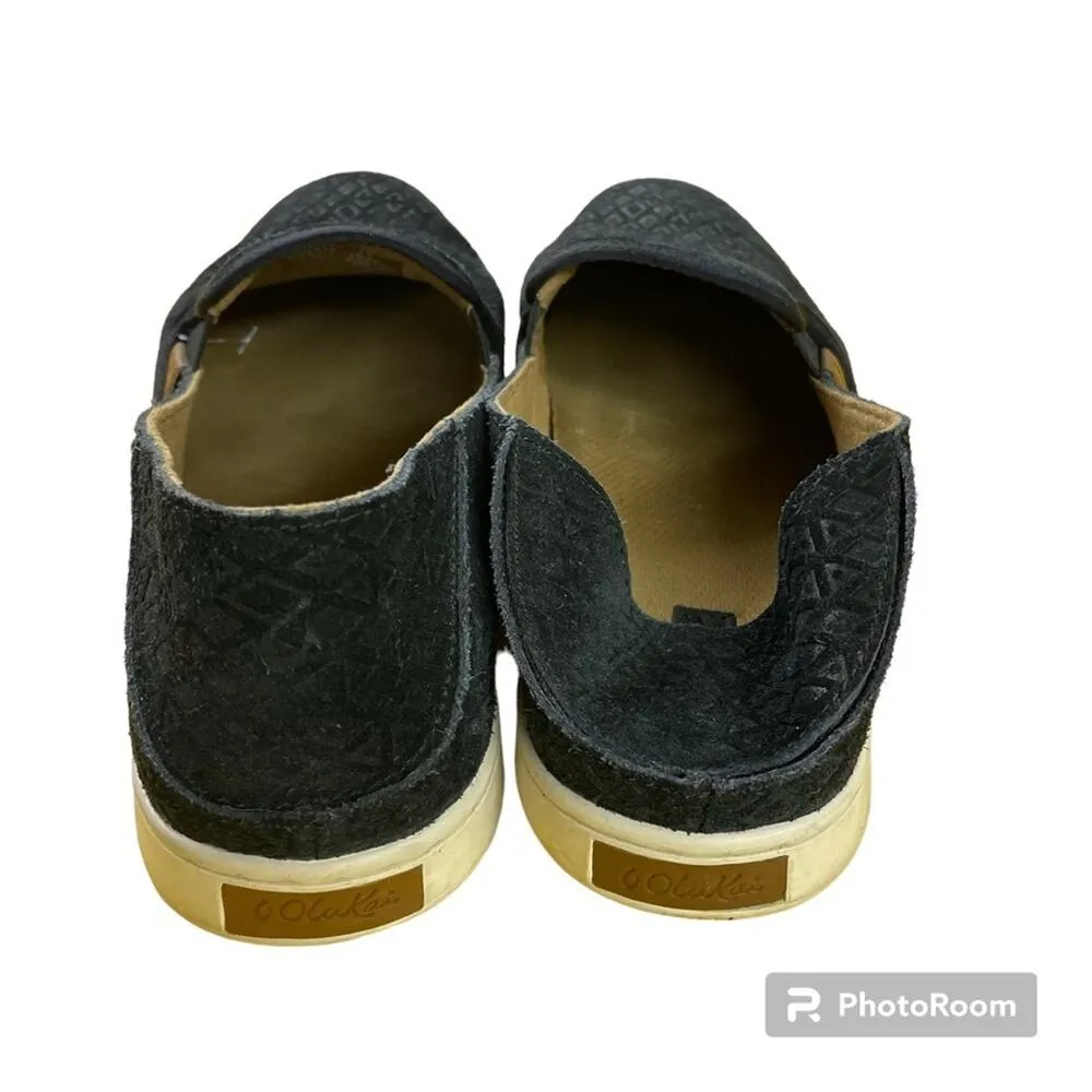 Olukai Pehuea Leather Slip On Shoes Womens 9.5 Sneaker Shoes Black Leather - Image 3