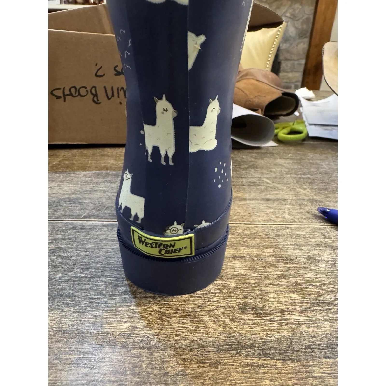 WESTERN CHIEF WOMENS Pull On Mid Calf RAIN BOOTS SIZE 9 Llamas Navy - Image 6