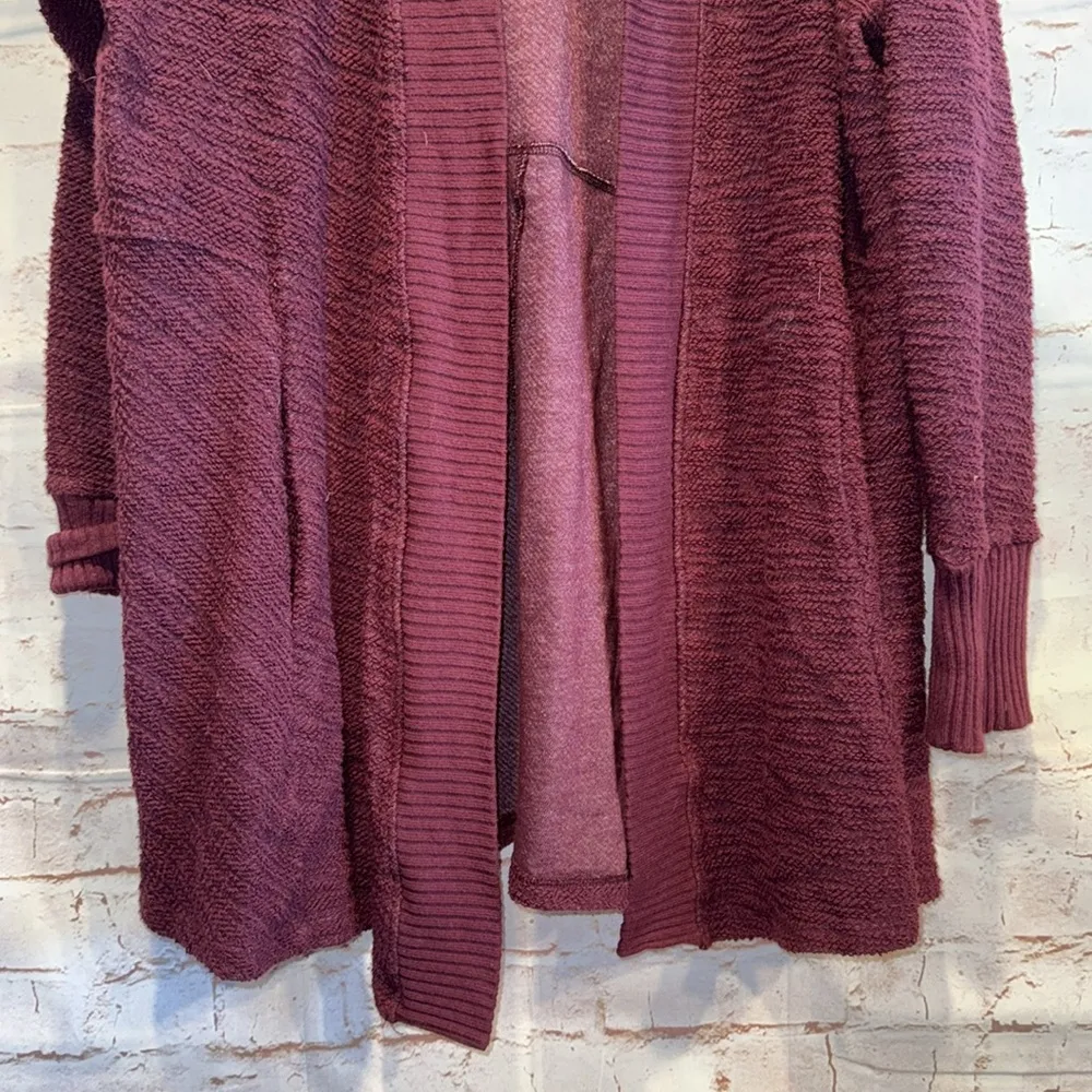 T. La almandine open cardigan burgundy long pockets warm XL Red - Image 3
