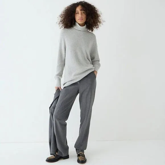 NWOT J Crew Ribbed‎ cotton-cashmere relaxed turtleneck sweater, gray, XS - Image 2