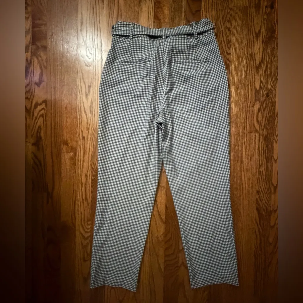 Joie Black & White Gingham High Rise Tie-Waist Cropped Pants – Size 8 - Image 3