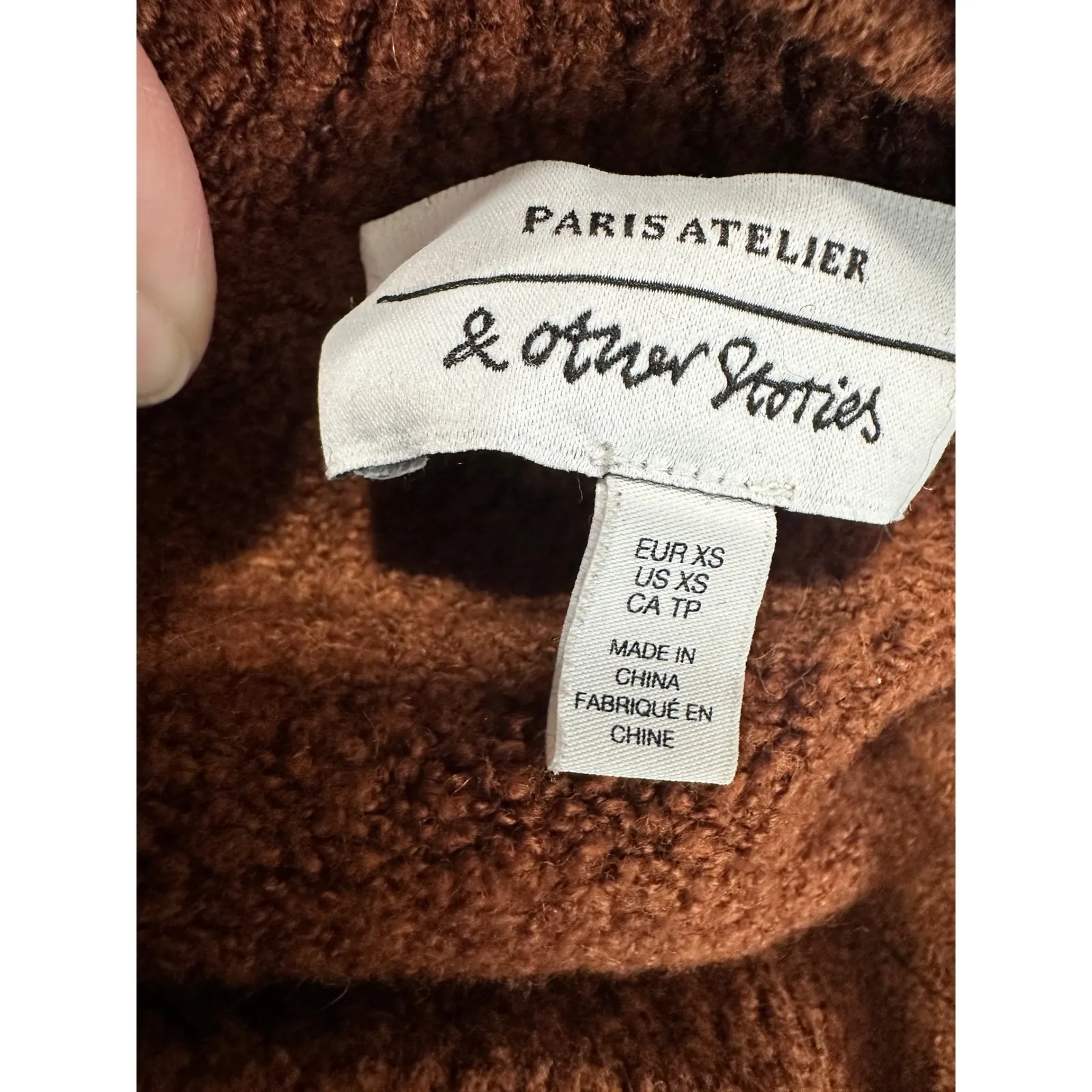Paris Atelier & Other Stories Textured Cropped Sweater Brown Wool Blend Size XS - Image 4