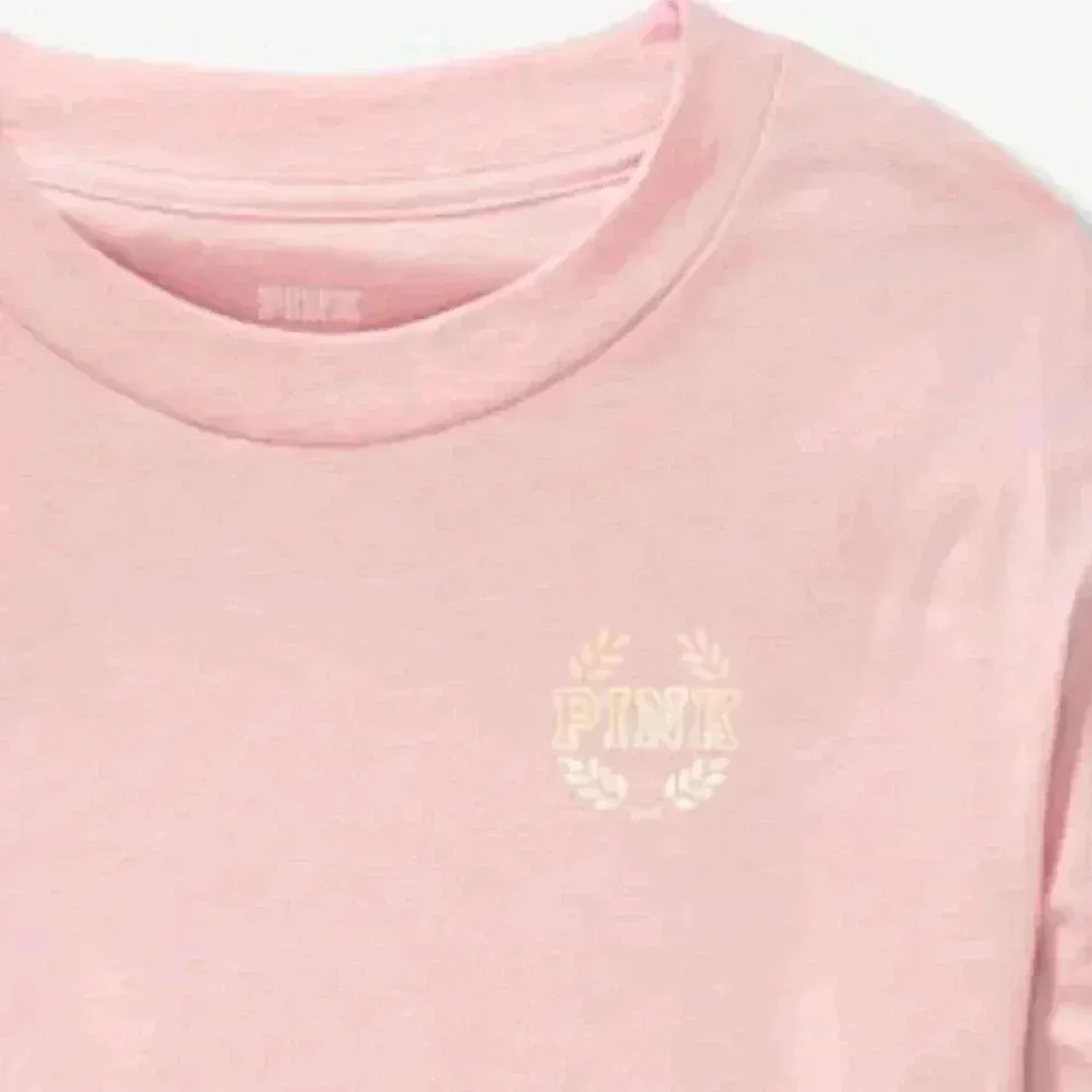 🆕PINK EVERYDAY LONG SLEEVE PINK LOGO CROPPED TEE L🆕 - Image 3