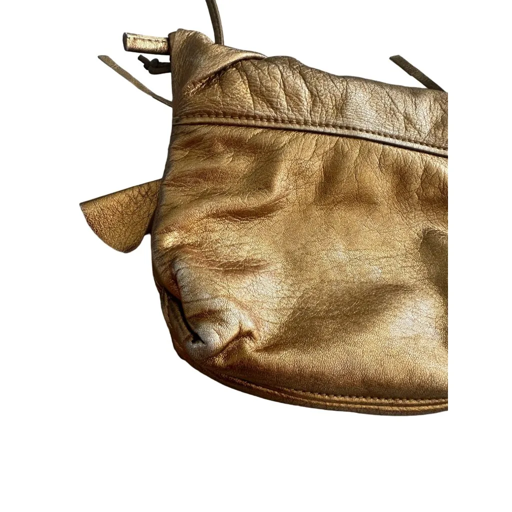 SUSAN FARBER Vintage Autographed Bronze Leather Lizard Embellished Handbag Gold - Image 5