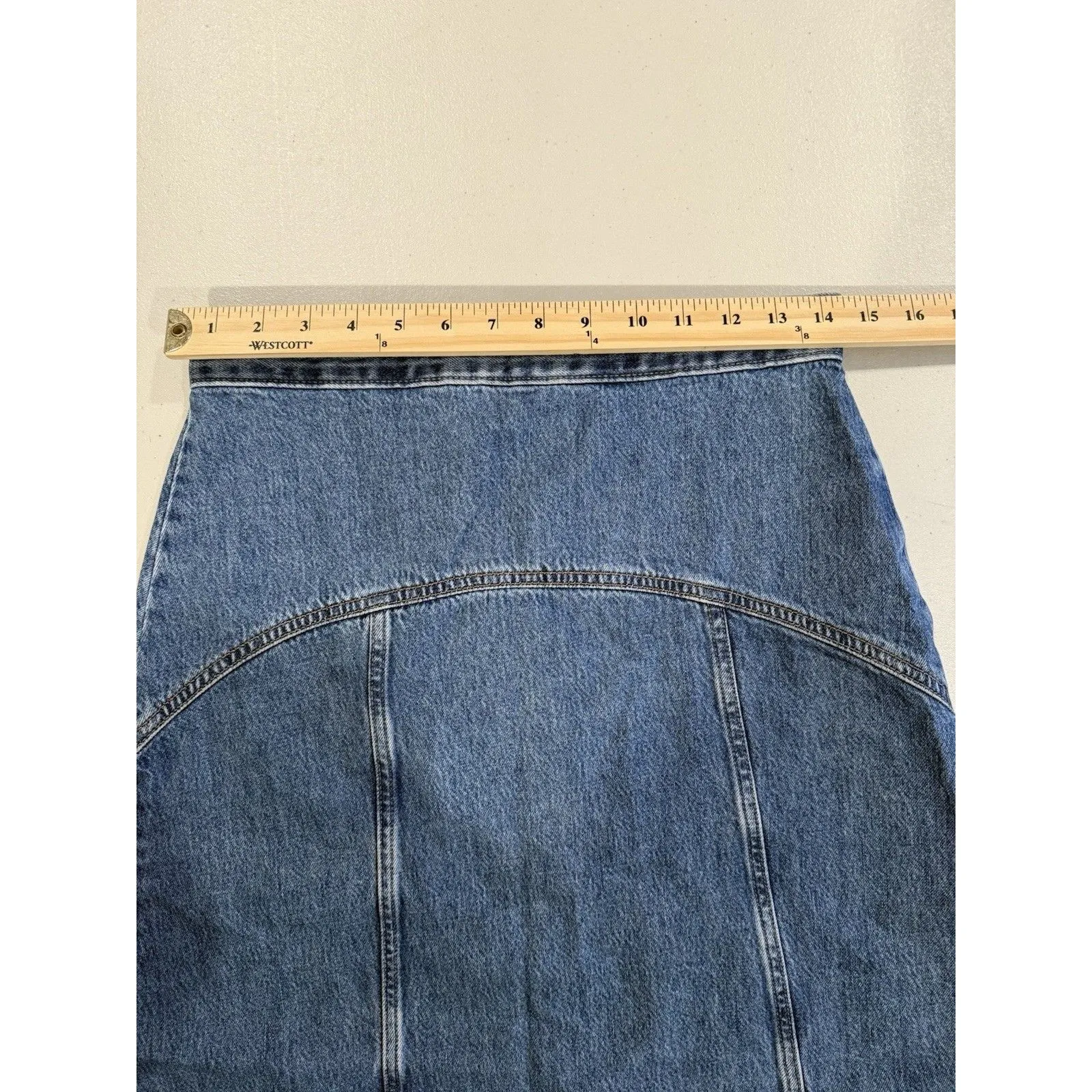 Old Navy High Rise Midi Skirt Womens 29" Drapey Denim Equestrian Prairie Western - Image 5