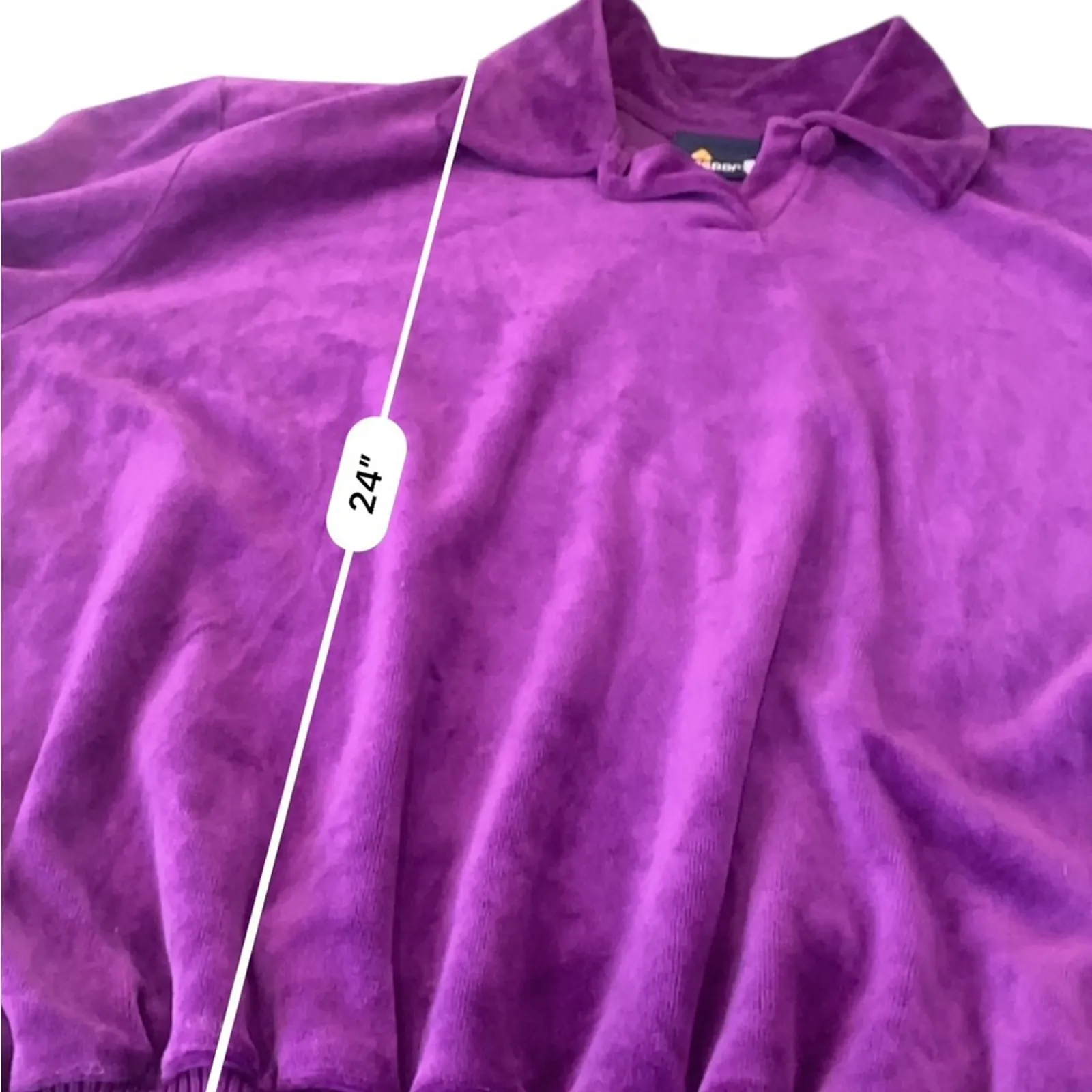 VINTAGE 90’s Lizsport Purple velvet velour pullover Top NEW Size LARGE - Image 8