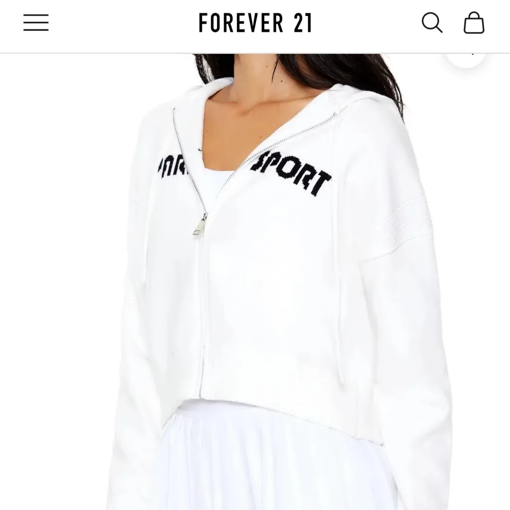Forever 21 off white Zip-Up Hoodie, small - Image 5