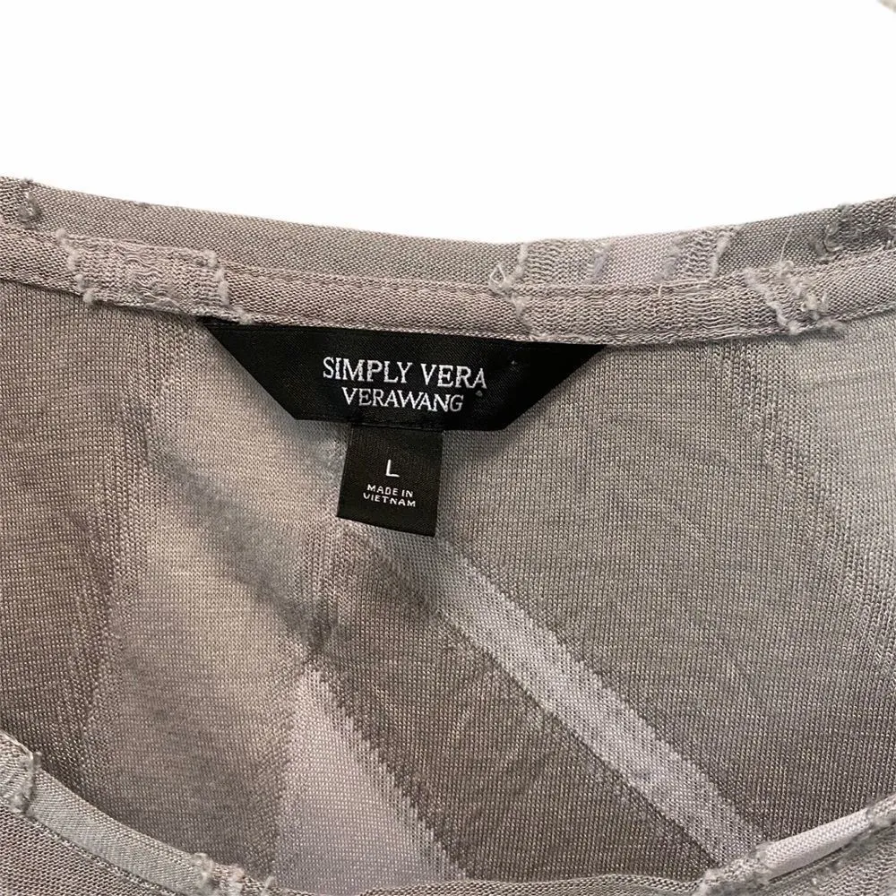 Simply Vera by Vera Wang Gray Top Blouse Large - Image 3