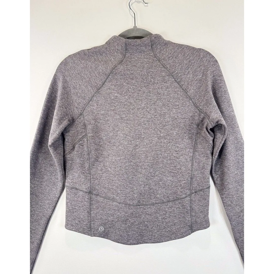 Lululemon Womens Top Gray Hill And Valley Mock Neck Cropped Long Sleeve Size 6 - Image 10