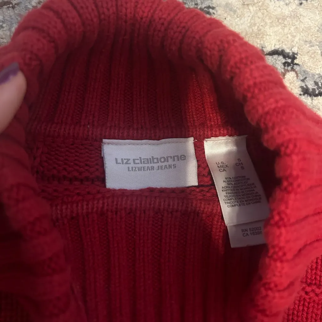 Liz Claiborne Rich Red Cowl Neck Sweater - Image 2