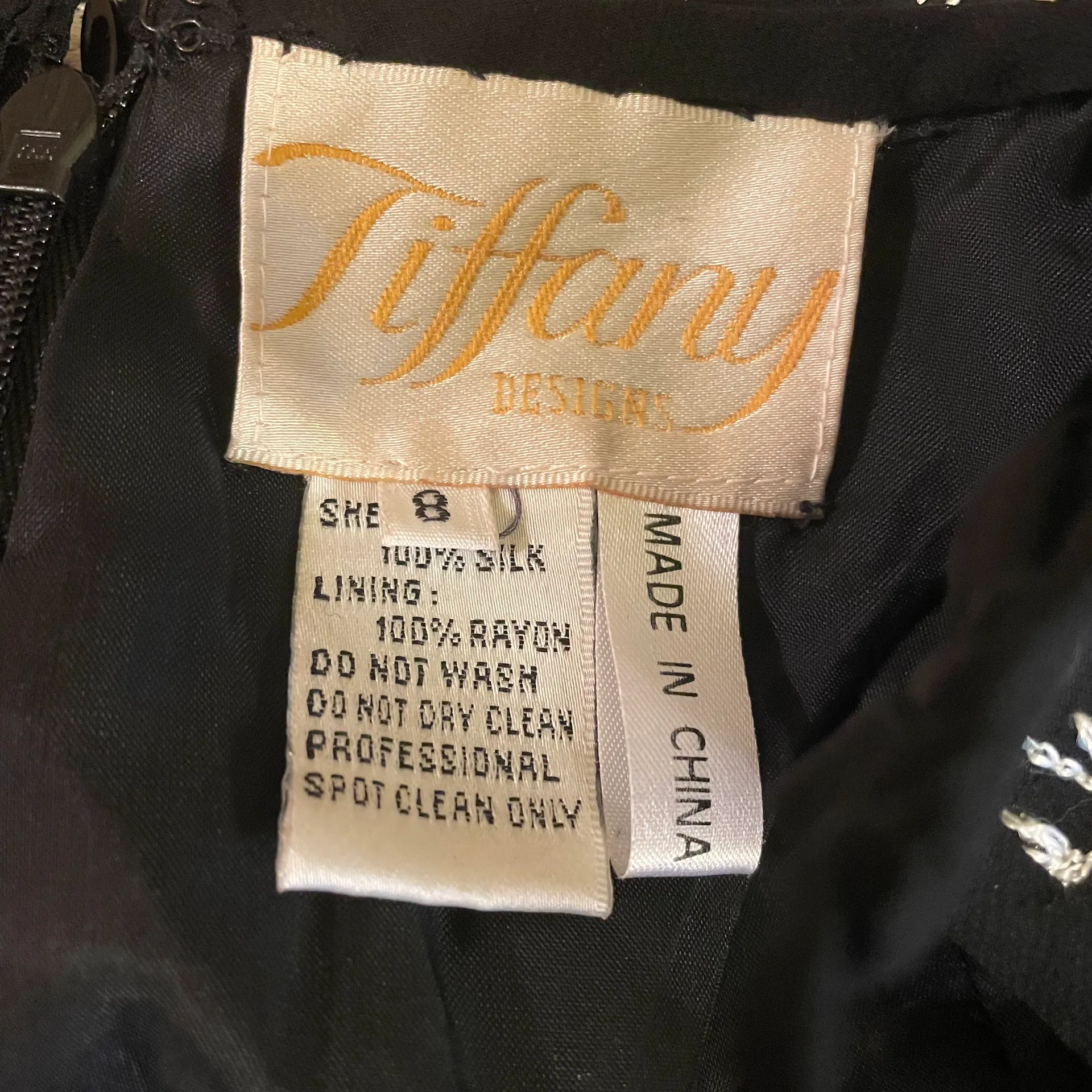 Tiffany Design Silk Vintage 1990’s Leaf Vine Black Gown Dress - Image 10