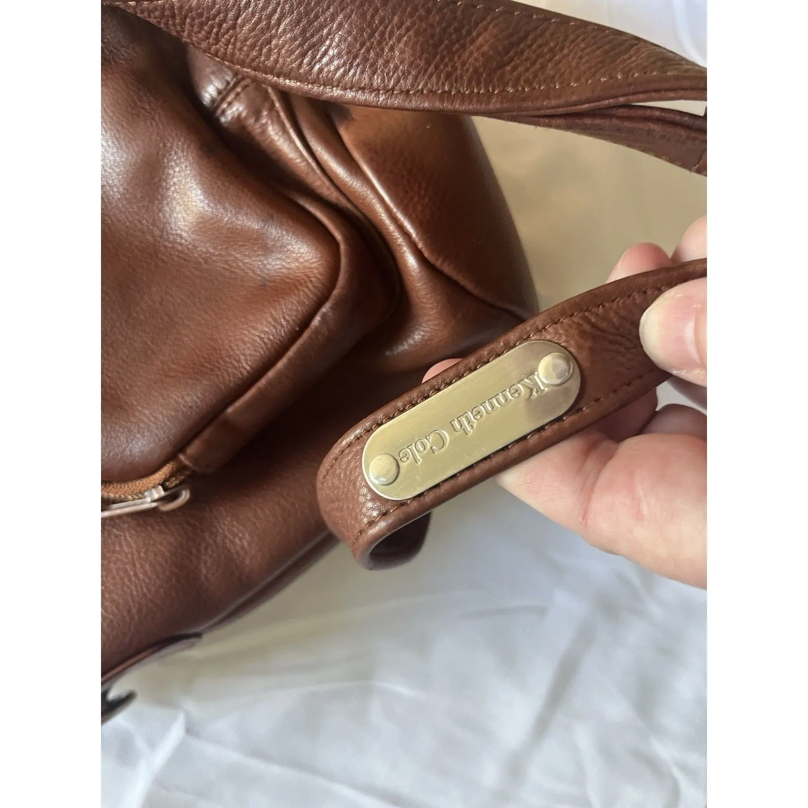 Kenneth Cole Brown Backpack Small Purse Convertible - Image 6