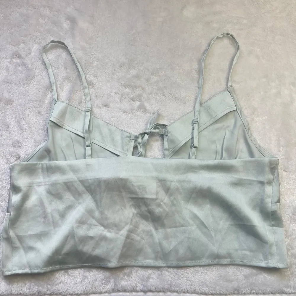 Urban Outfitters Daisy Street Satin Tie Front Cami Crop Top Women's Size XL Blue - Image 8