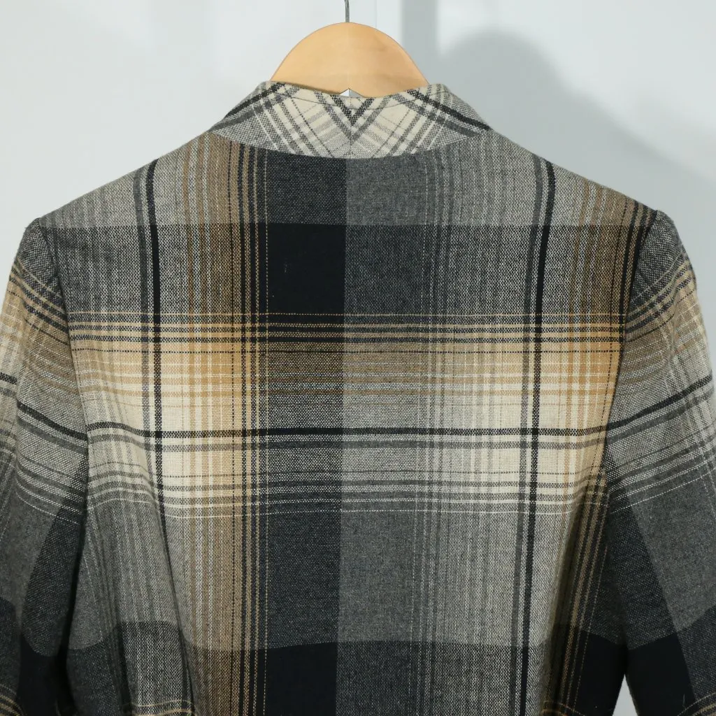 Vintage Haberdashery Plaid Belted Blazer Quiet Luxury Minimalist 80s (Size 12) Gray - Image 5