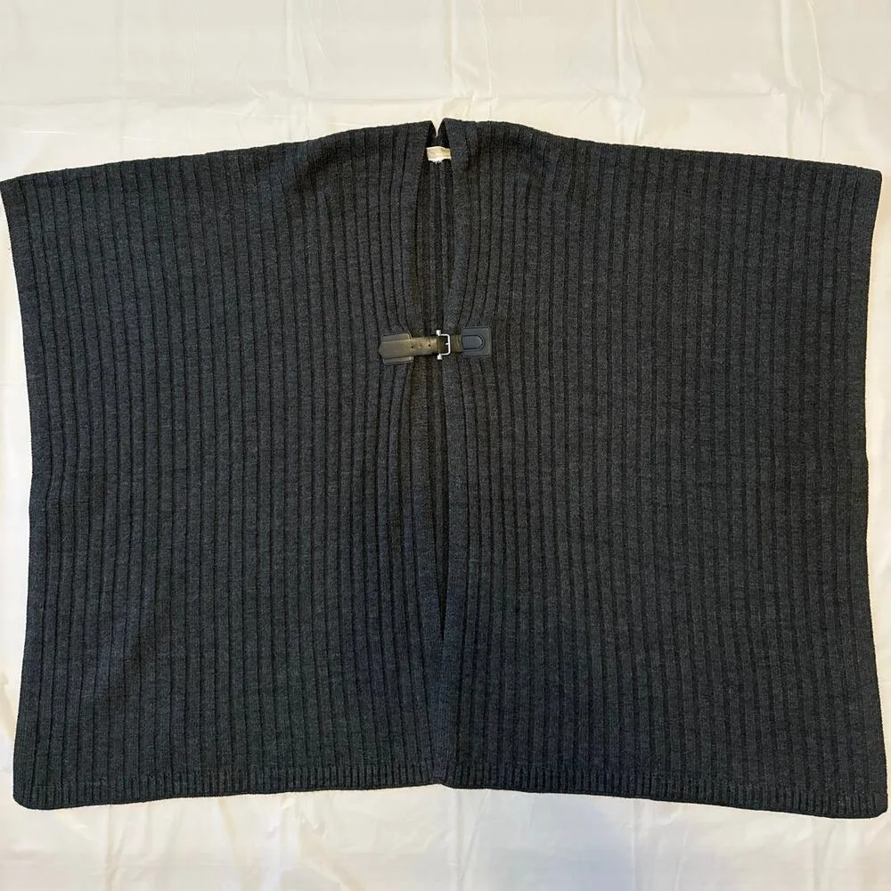 MICHAEL MICHAEL KORS Leather-Trim Poncho in charcoal size med / one size - Image 11
