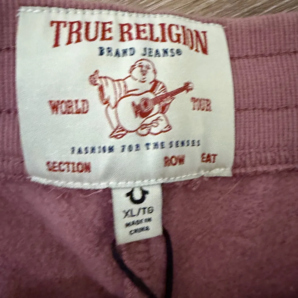 True Religion Women's Big T Horseshoe Joggers-Mauve size XL NEW - Image 12