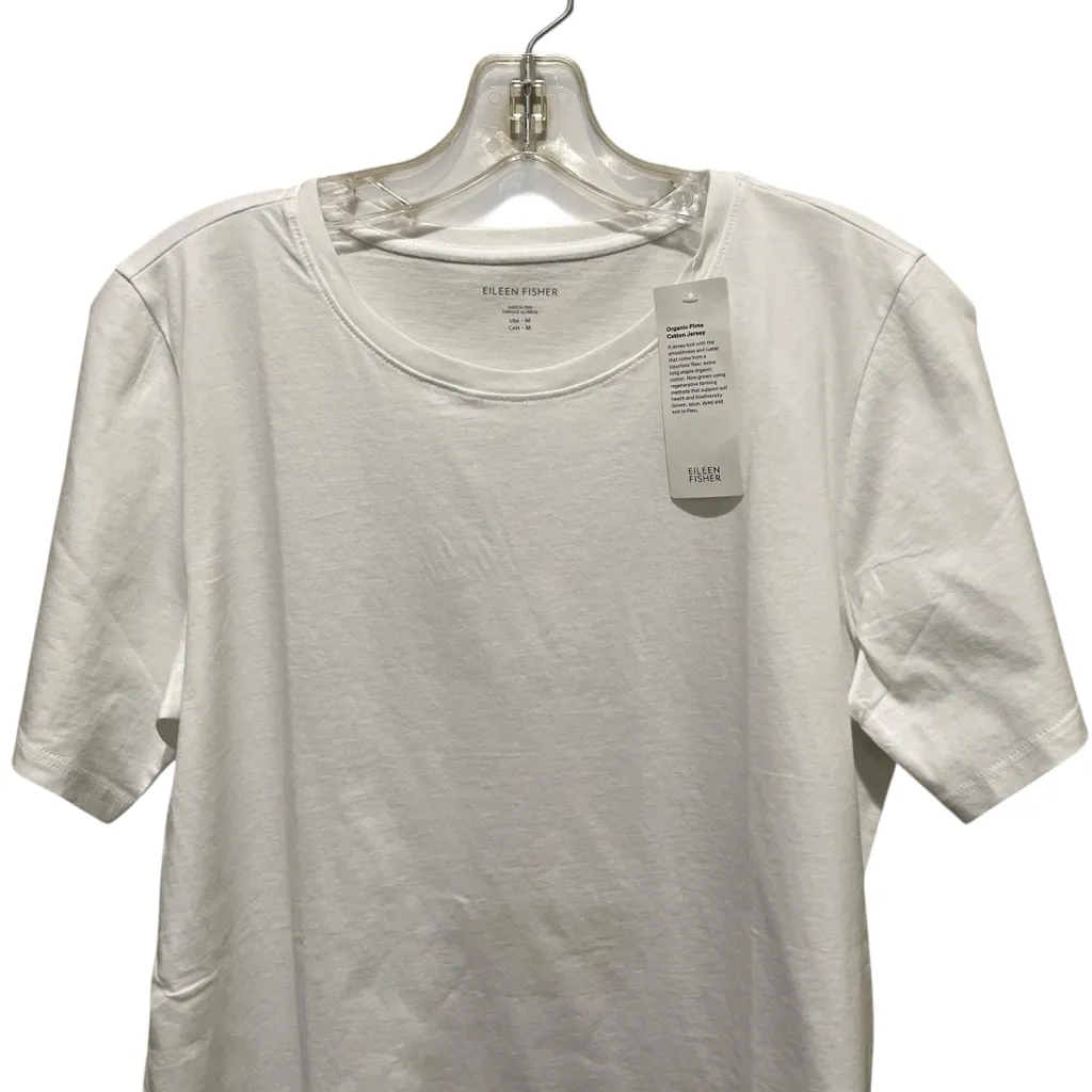 Eileen Fisher Organic Pima Cotton White Short Sleeve Top Women Size Medium - Image 4