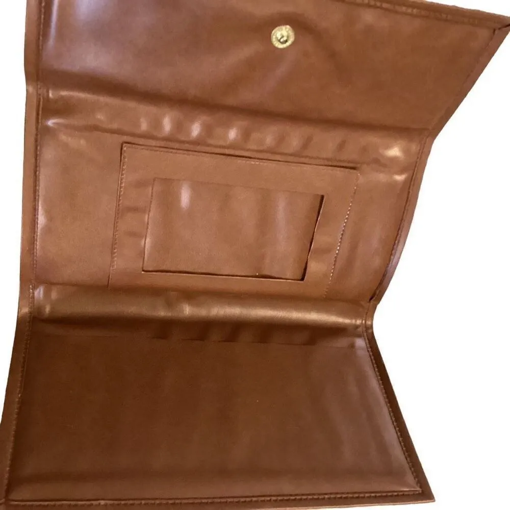 Brown Wallet Billfold Purse Clutch Clasp Classy Credit Card Holder Everyday Check - Image 3