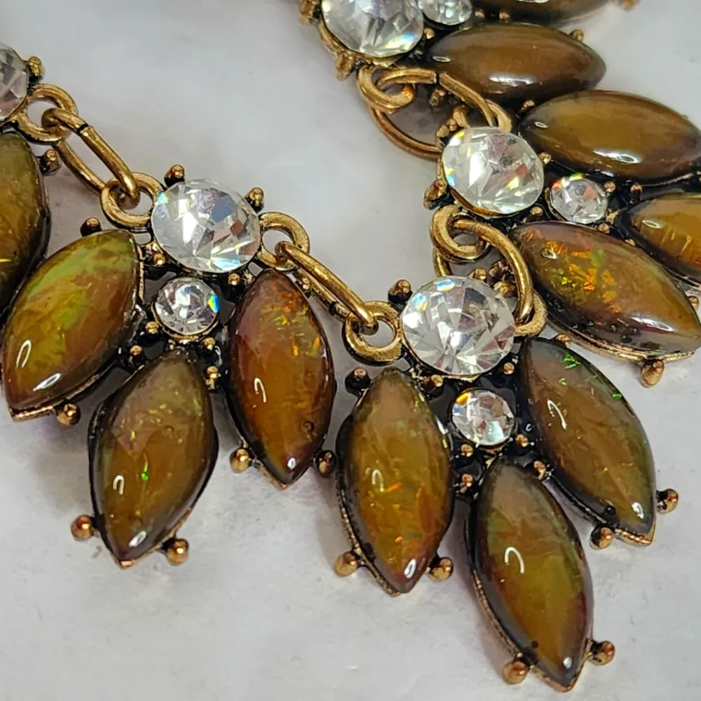 Statement AB Collar Necklace Earrings Set Gold - Image 3