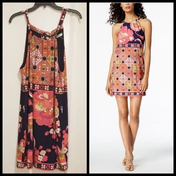 💕TRINA TURK💕 Print Jersey Halter Swim Cover-Up Dress 10 Large L NWT - Image 2