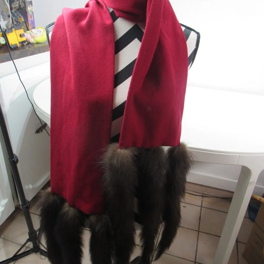 Vtg Elegant Dressy Winter Red Shawl Wrap Scarf 72'' Unique Art - Image 4