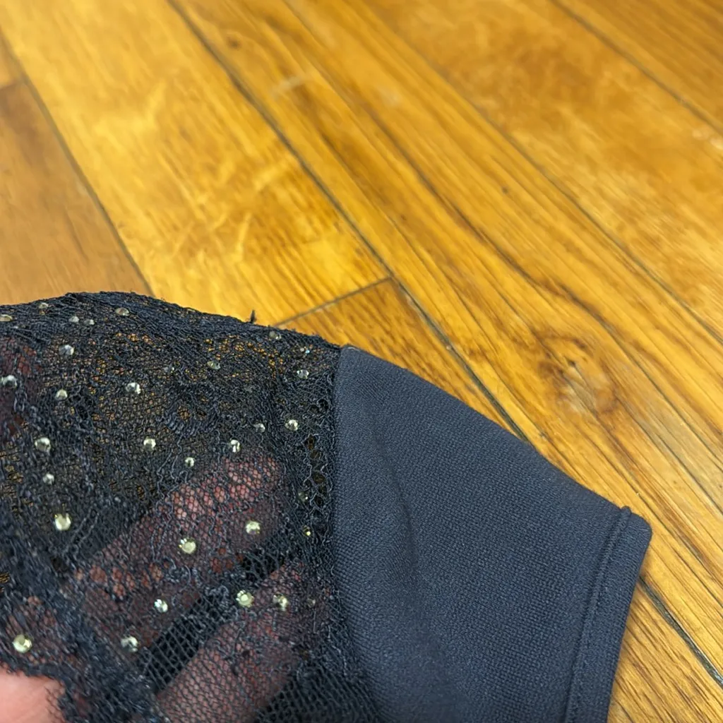 Blumarine VINTAGE Navy Cap Sleeve Mini sheath Dress rhinestone detail size 40 IT Blue - Image 4