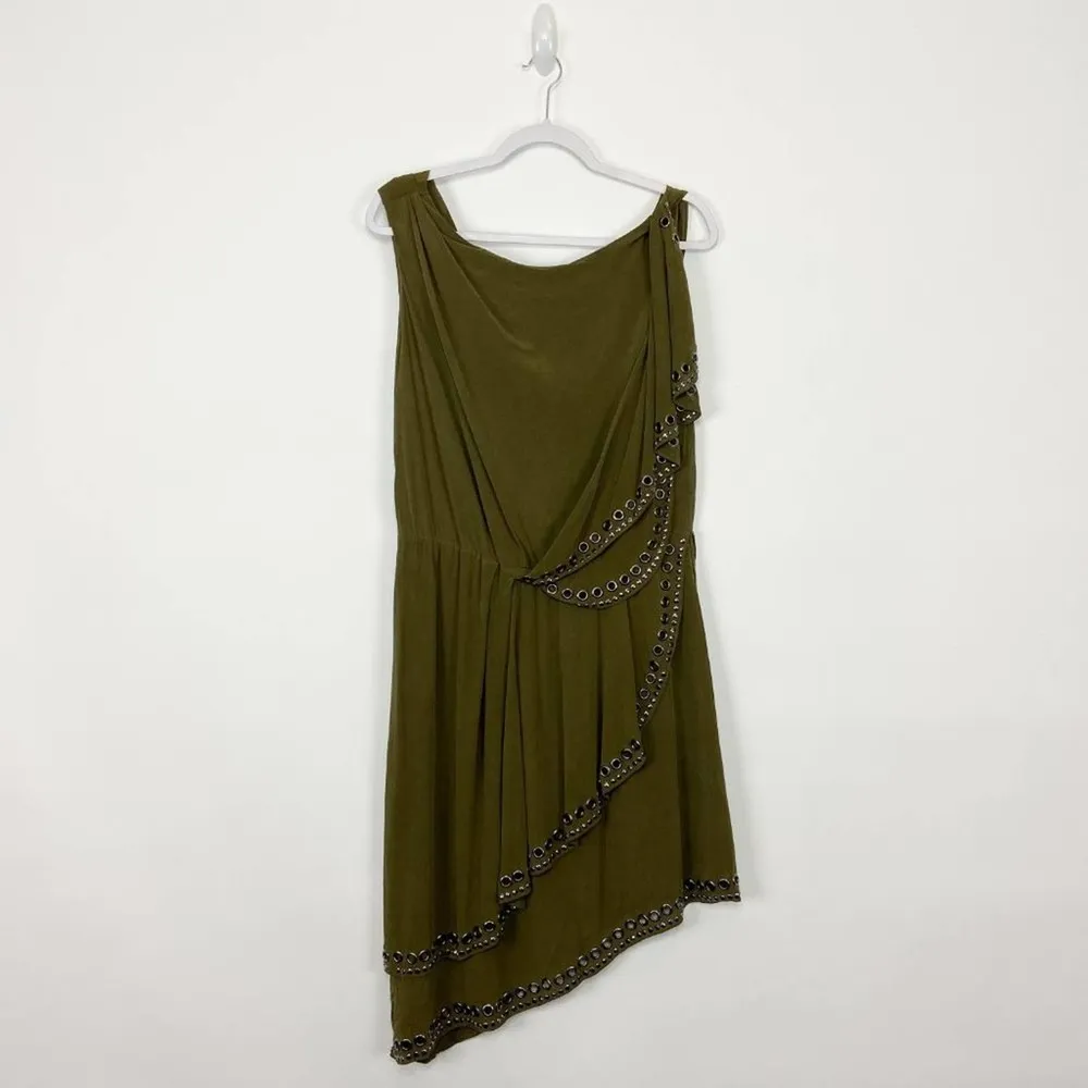 Haute Hippie Olive Studded Asymmetrical Silk Dress - Image 32