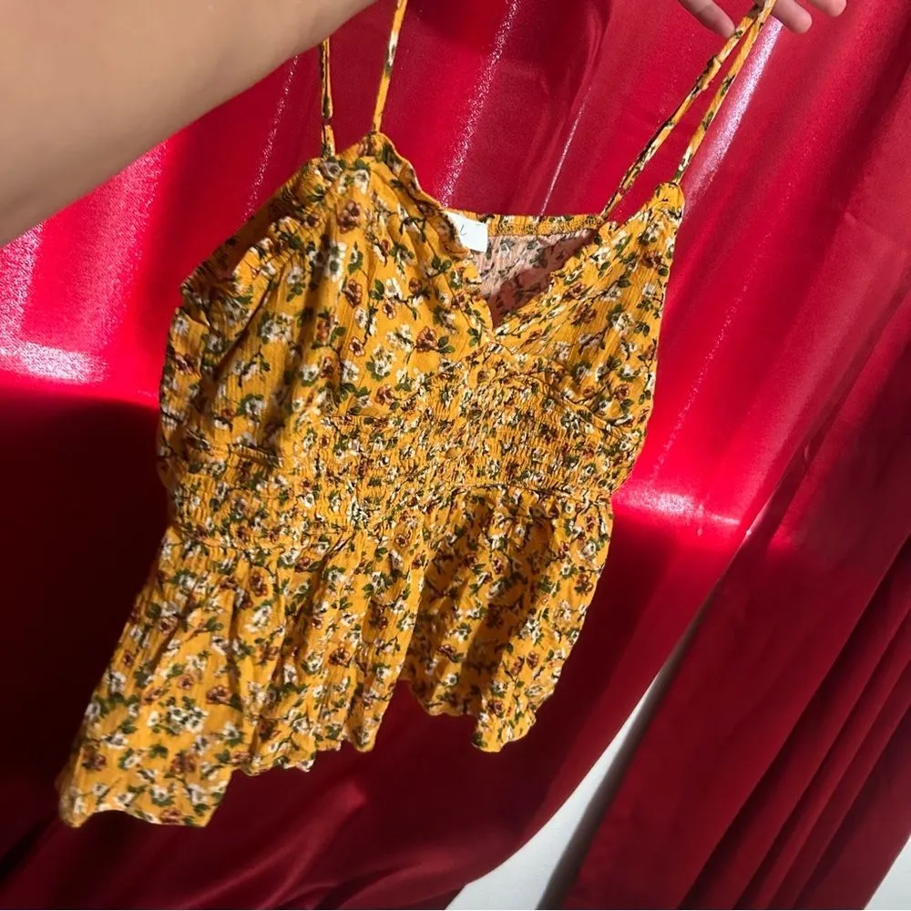 Yellow Floral blouse/ tank top - Image 2
