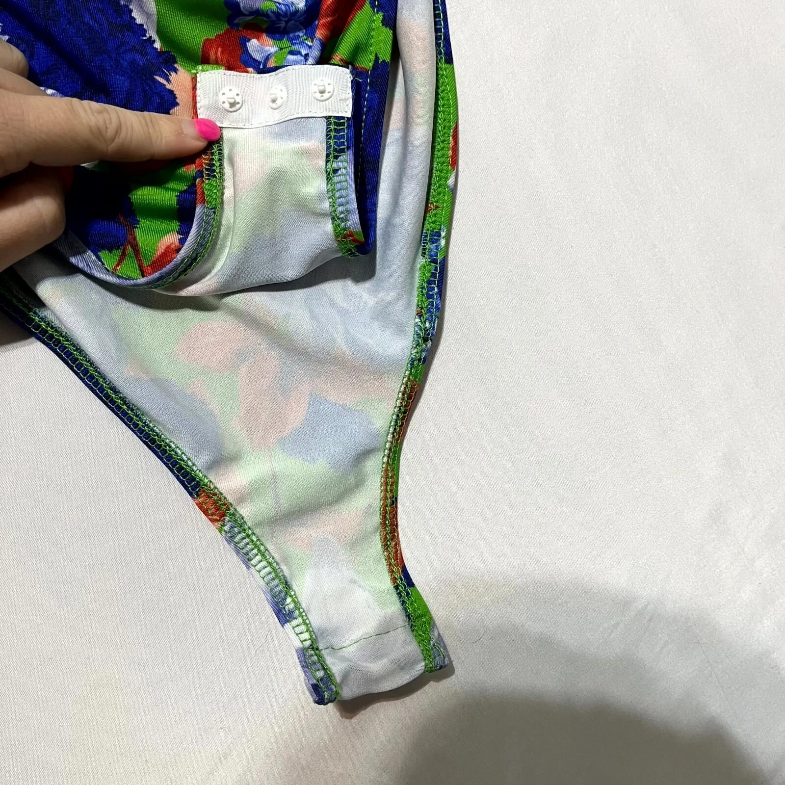 Zara‎ Asymmetrical Bodysuit Women's Large Multicolor Floral Stretch One Shoulder - Image 5